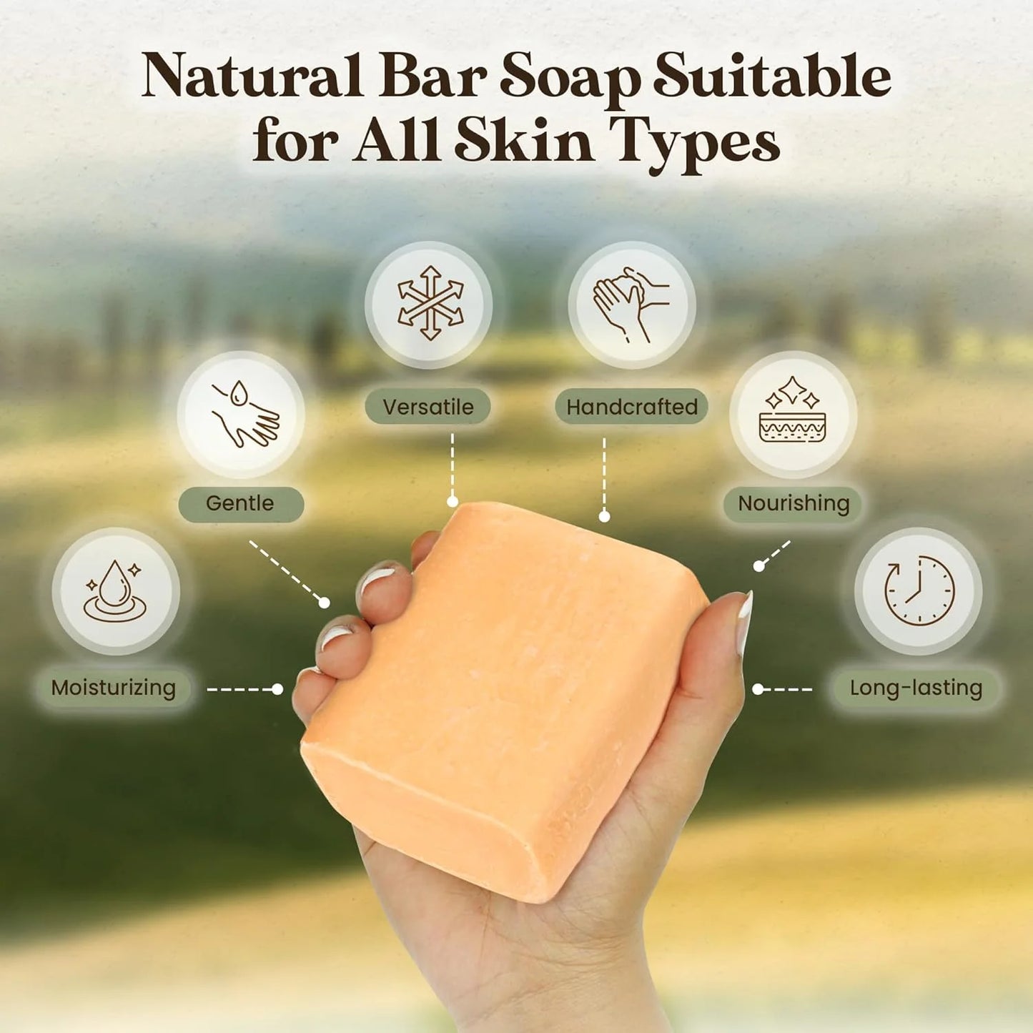 Amish Farms Paraben-Free, Hypoallergenic Moisturizing Bath Bars for Sensitive Skin with Natural Bentonite Clay - Made in USA (6 Pack)