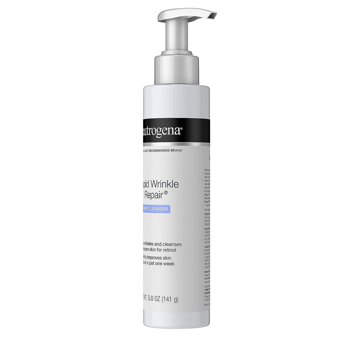 Neutrogena Rapid Wrinkle Repair Anti-Wrinkle Retinol Prep Facial Cream Cleanser with Glycolic Acid and Micro-Exfoliant to Gently Cleanse and Exfoliate Skin, Oil-Free and Non-Comedogenic, 5 oz