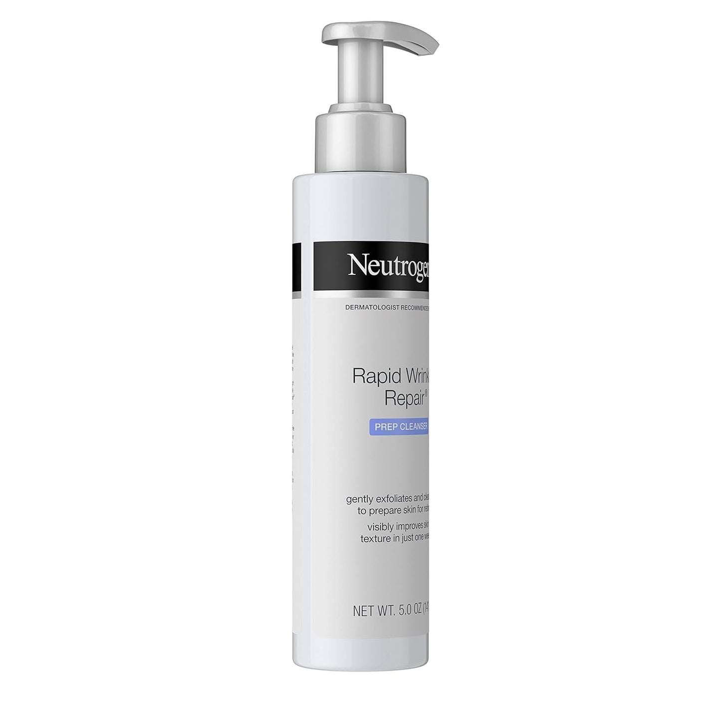 Neutrogena Rapid Wrinkle Repair Anti-Wrinkle Retinol Prep Facial Cream Cleanser with Glycolic Acid and Micro-Exfoliant to Gently Cleanse and Exfoliate Skin, Oil-Free and Non-Comedogenic, 5 oz