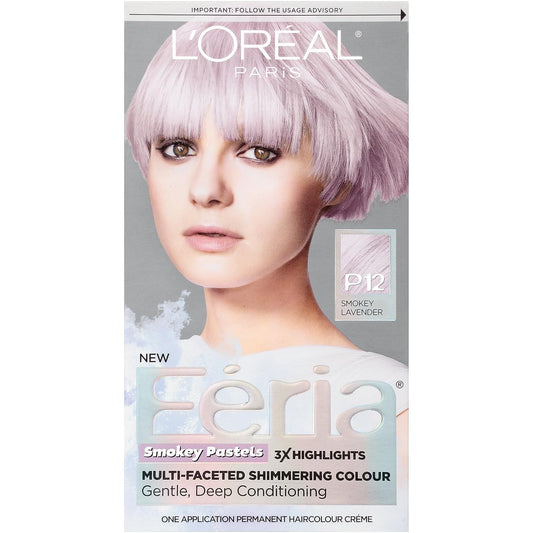L'oreal Paris Feria Pastels Hair Color, P12 Lavender Dusk (Smokey Lavender)